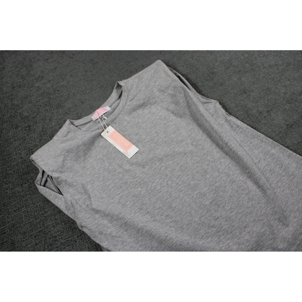 C+D+M Collection Womens Padded Shoulder Muscle Tank Top Heather Gray Small NWT